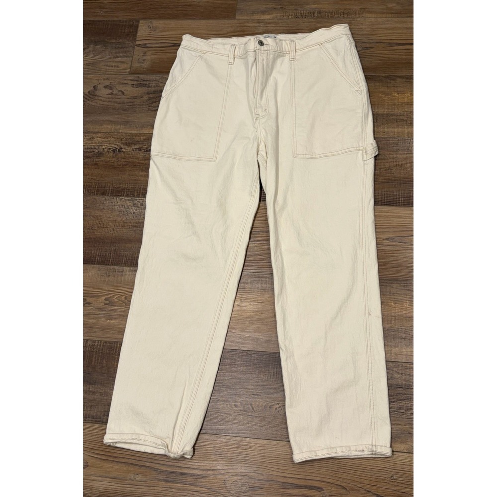 Abercrombie And Finch The 90's Straight Ultra High Rise Cream Cargo 34w/18R